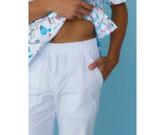 Изображение 5 Medical suit with print for men Granite Teeth smile s. 46, "WHITE ROBE" 131-324-626, Size: 46, Color: blue light