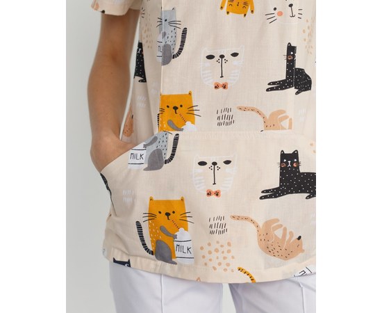 Изображение 7 Medical suit with print for women Topaz Cats white s. 40, "WHITE ROBE" 138-324-644, Size: 40, Color: cats white