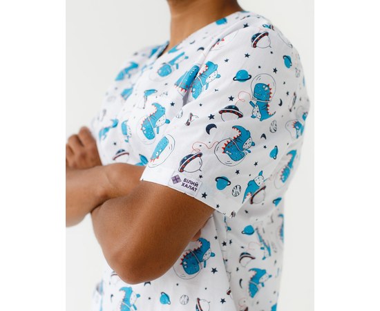 Изображение 7 Medical suit with print for men Granite Cosmosaurus black s. 46, "WHITE ROBE" 130-321-771, Size: 46, Color: black