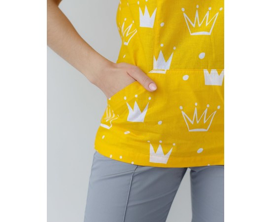 Изображение 7 Medical suit with print for women Topaz crown yellow s. 44, "WHITE ROBE" 137-328-767, Size: 44, Color: crown yellow