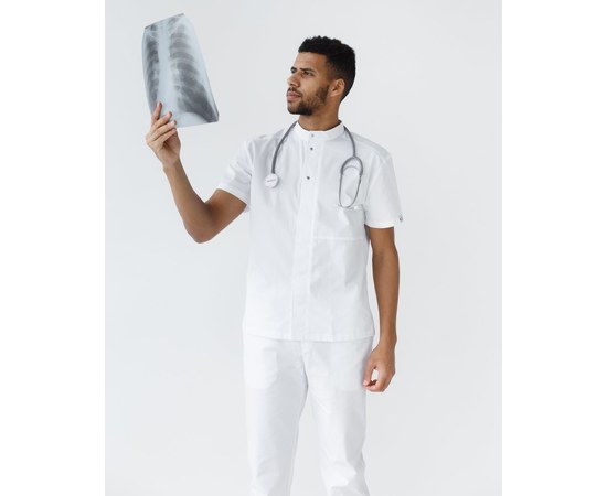 Изображение 8 Men's medical suit Boston white s. 46, "WHITE ROBE" 129-324-679, Size: 46, Color: white