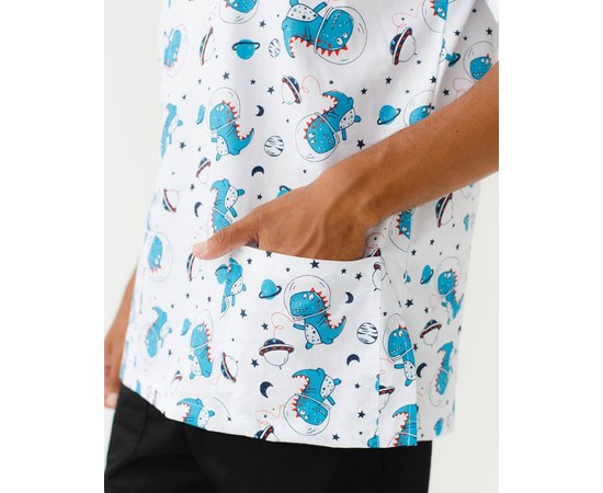 Изображение 8 Medical suit with print for men Granite Cosmosaurus black s. 46, "WHITE ROBE" 130-321-771, Size: 46, Color: black