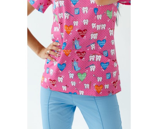 Изображение 8 Medical suit with print for women Topaz Teeth pink s. 42, "WHITE ROBE" 138-337-623, Size: 42, Color: teeth pink