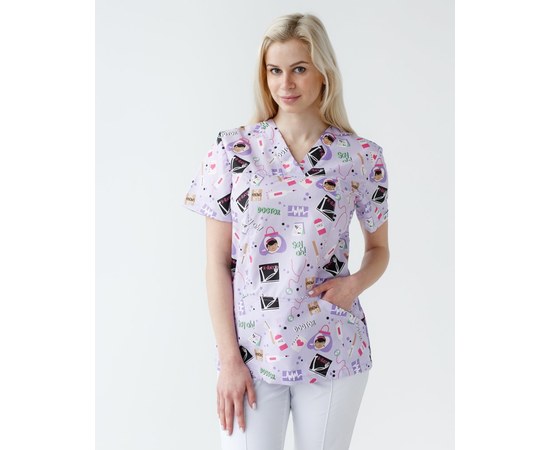 Изображение 9 Medical suit with print for women Topaz Laboratory white s. 42, "WHITE ROBE" 137-324-775, Size: 42, Color: laboratory white