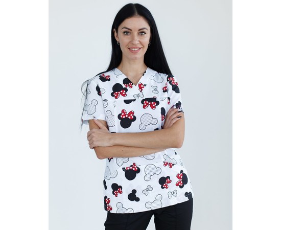 Изображение 9 Medical suit with print for women Topaz Mickey black s. 40, "WHITE ROBE" 137-321-773, Size: 40, Color: микки черный