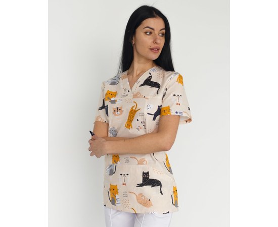Изображение 9 Medical suit with print for women Topaz Cats white s. 40, "WHITE ROBE" 138-324-644, Size: 40, Color: cats white