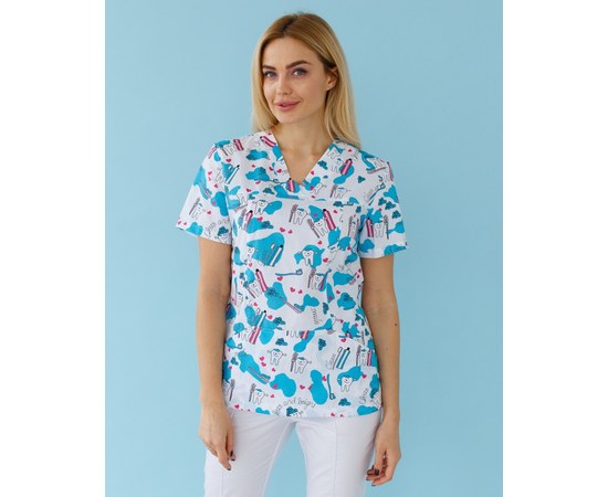 Изображение 9 Medical suit with print for women Topaz Teeth smile s. 42, "WHITE ROBE" 138-324-626, Size: 42, Color: teeth smile