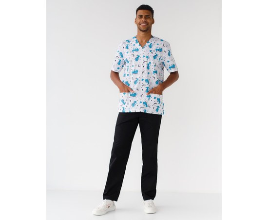 Изображение 10 Medical suit with print for men Granite Cosmosaurus black s. 46, "WHITE ROBE" 130-321-771, Size: 46, Color: black