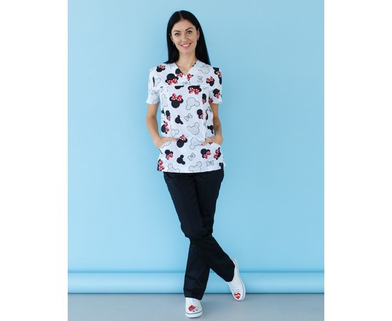 Изображение 10 Medical suit with print for women Topaz Mickey black s. 40, "WHITE ROBE" 137-321-773, Size: 40, Color: микки черный
