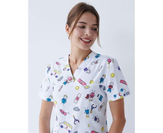 Изображение 3 Medical suit with print women's Topaz MediKids s. 44, "WHITE ROBE" 137-335-774, Size: 44, Color: medikids