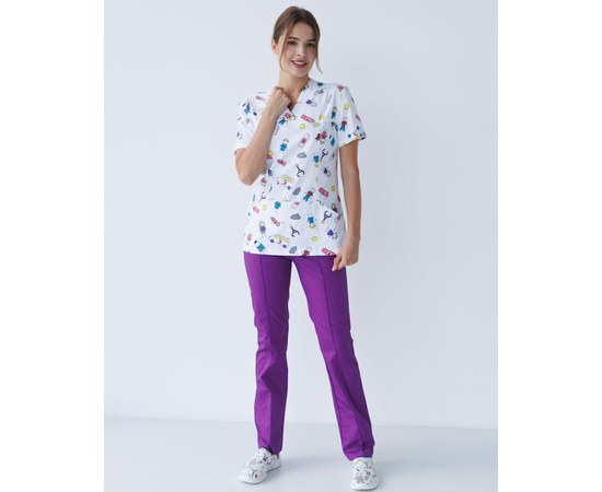 Изображение  Medical suit with print women's Topaz MediKids s. 50, "WHITE ROBE" 137-335-774, Size: 50, Color: medikids