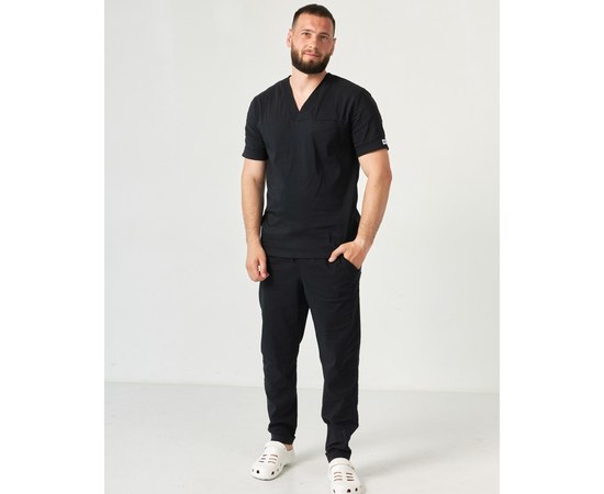 Изображение  Medical suit for men Marseille black s. 48, "WHITE ROBE" 353-321-708, Size: 48, Color: black
