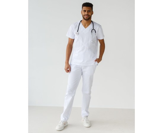 Изображение  Medical suit for men Milan white s. 52, "WHITE ROBE" 134-324-708, Size: 52, Color: white