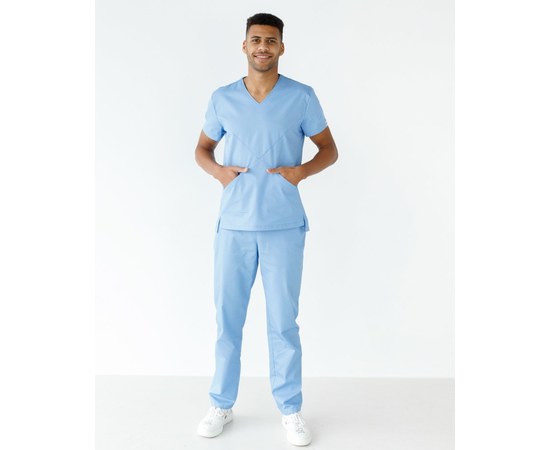 Зображення  Медичний костюм чоловічий Мілан блакитний р. 46, "БІЛИЙ ХАЛАТ" 134-333-708, Розмір: 46, Колір: блакитний