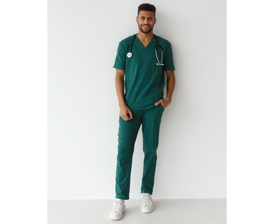 Изображение  Medical suit for men Marseille green s. 48, "WHITE ROBE" 353-350-708, Size: 48, Color: green