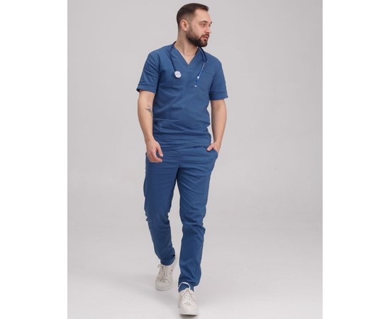 Изображение  Medical suit for men Marseille blue s. 56, "WHITE ROBE" 353-322-708, Size: 56, Color: blue