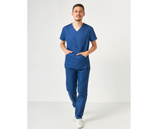 Изображение  Medical suit for men Milan sapphire s. 46, "WHITE ROBE" 134-360-708, Size: 46, Color: sapphire