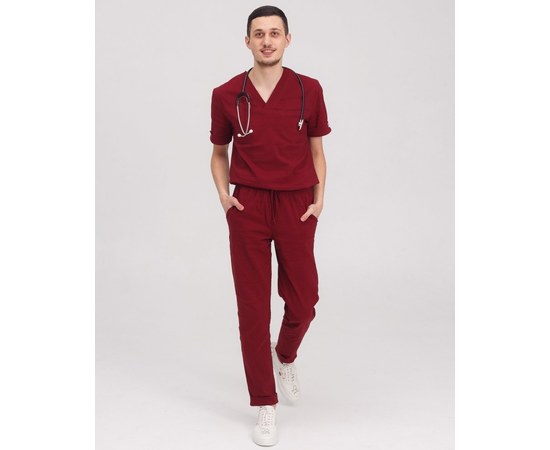 Изображение  Medical suit for men Marseille Marsala s. 50, "WHITE ROBE" 353-326-708, Size: 50, Color: marsala