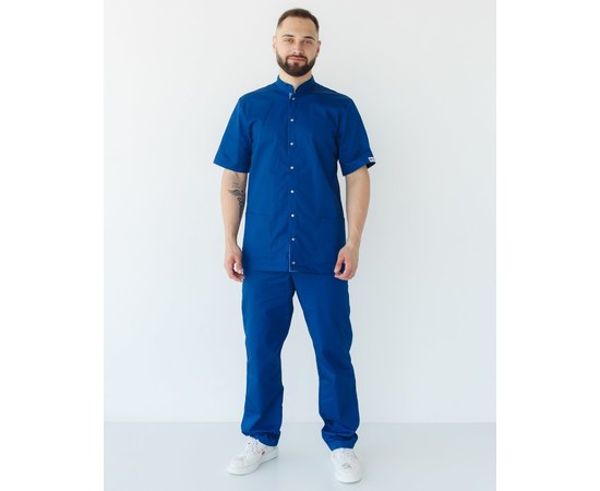 Изображение  Медицинский костюм мужской Лондон синий-голубой р. 52, "БЕЛЫЙ ХАЛАТ" 133-361-679, Размер: 52, Цвет: синий-голубой