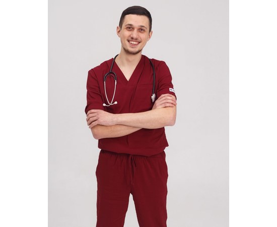 Изображение 3 Medical suit for men Marseille Marsala s. 46, "WHITE ROBE" 353-326-708, Size: 46, Color: marsala