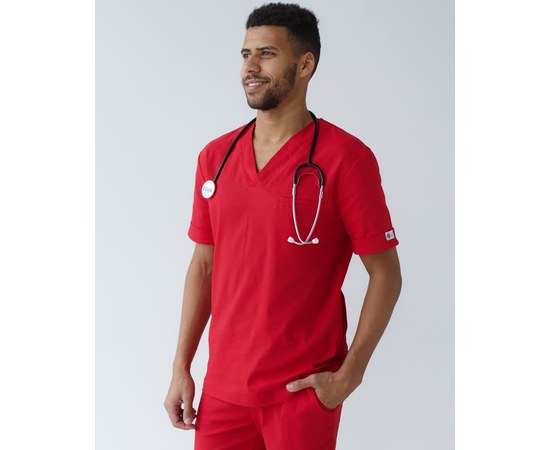 Изображение 3 Medical suit for men Marseille red s. 50, "WHITE ROBE" 353-339-708, Size: 50, Color: red