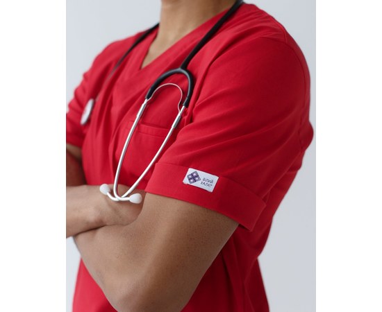 Изображение 5 Medical suit for men Marseille red s. 52, "WHITE ROBE" 353-339-708, Size: 52, Color: red