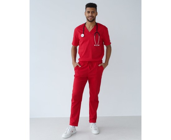 Изображение 9 Medical suit for men Marseille red s. 54, "WHITE ROBE" 353-339-708, Size: 54, Color: red