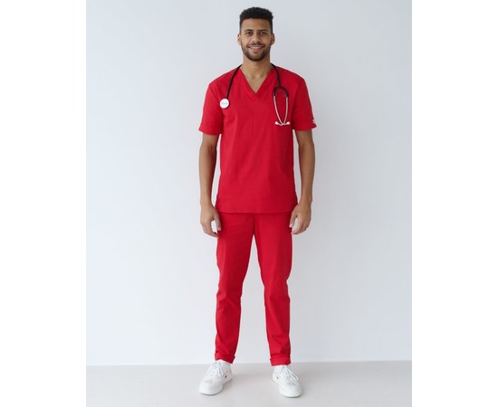 Изображение 10 Medical suit for men Marseille red s. 54, "WHITE ROBE" 353-339-708, Size: 54, Color: red