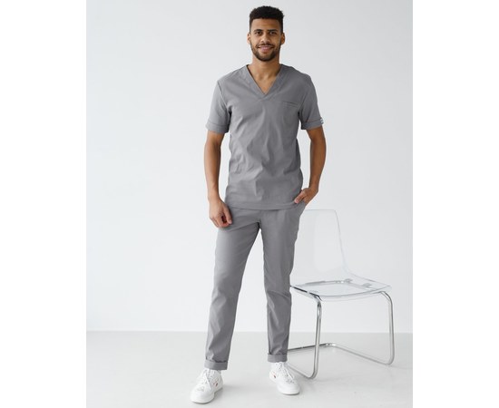 Изображение  Medical suit for men Marseille gray s. 46, "WHITE ROBE" 353-328-708, Size: 46, Color: grey