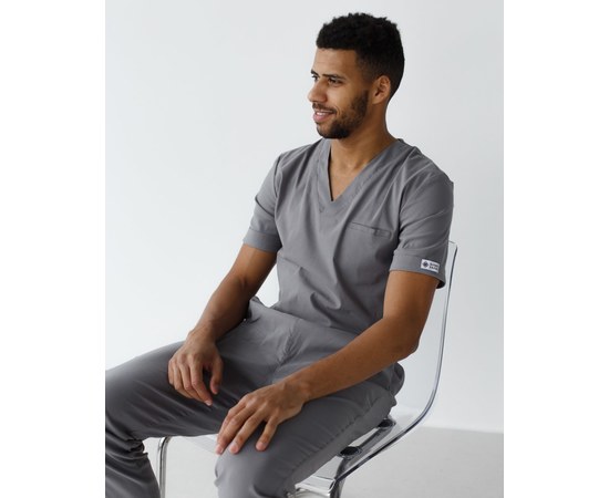 Изображение 3 Medical suit for men Marseille gray s. 46, "WHITE ROBE" 353-328-708, Size: 46, Color: grey