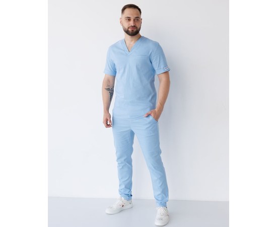 Изображение  Medical suit for men Marseille blue s. 50, "WHITE ROBE" 353-333-708, Size: 50, Color: blue light