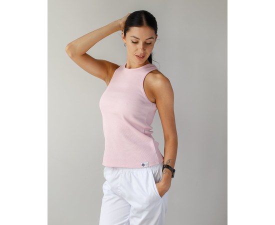 Изображение  Women's ribbed medical T-shirt, pale pink. S, "WHITE ROBE" 349-358-799, Size: S, Color: нежно-розовый