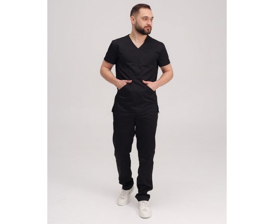 Изображение  Medical suit for men Milan black s. 46, "WHITE ROBE" 134-321-708, Size: 46, Color: black