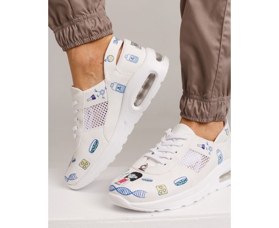 Изображение  Medical shoes sneakers with open heel Laboratory Air sole s. 38, "WHITE ROBE" 418-417-720, Size: 38, Color: white blue