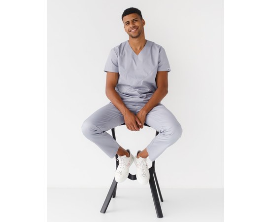 Изображение  Medical suit for men Milan gray s. 54, "WHITE ROBE" 134-328-708, Size: 54, Color: grey