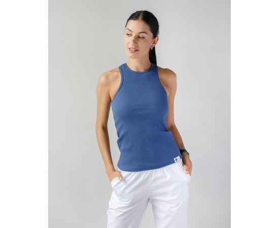 Изображение  Women's ribbed medical T-shirt, blue s. S, "WHITE ROBE" 349-322-799, Size: S, Color: blue