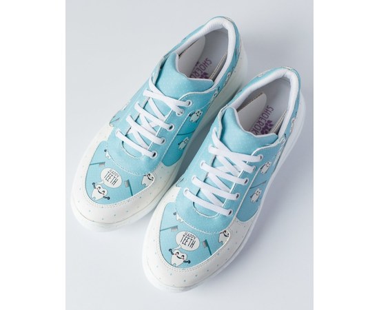 Изображение  Medical shoes Happy Teeth PU sole s. 36, "WHITE ROBE" 140-399-618, Size: 36, Color: white-turquoise