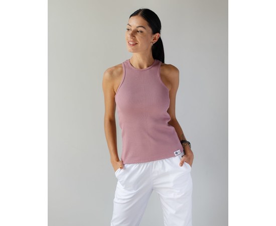 Изображение  Women's ribbed medical T-shirt, ash-pink. S, "WHITE ROBE" 349-429-799, Size: S, Color: ash pink