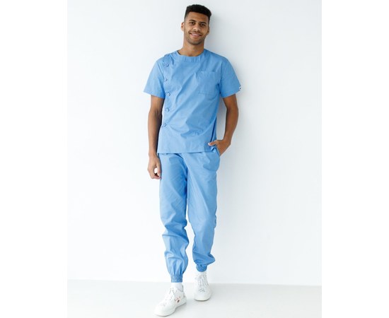 Изображение  Medical suit for men Texas blue s. 50, "WHITE ROBE" 136-333-677, Size: 50, Color: blue light