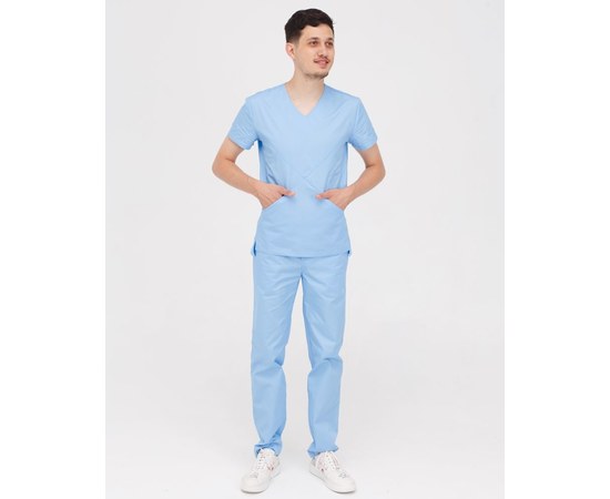 Изображение  Medical suit for men Milan light blue s. 46, "WHITE ROBE" 134-436-758, Size: 46, Color: light blue