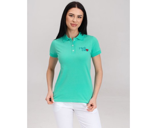 Изображение  Medical polo for women menthol with embroidery Medicine s. S, "WHITE ROBE" 147-441-637, Size: S, Color: menthol