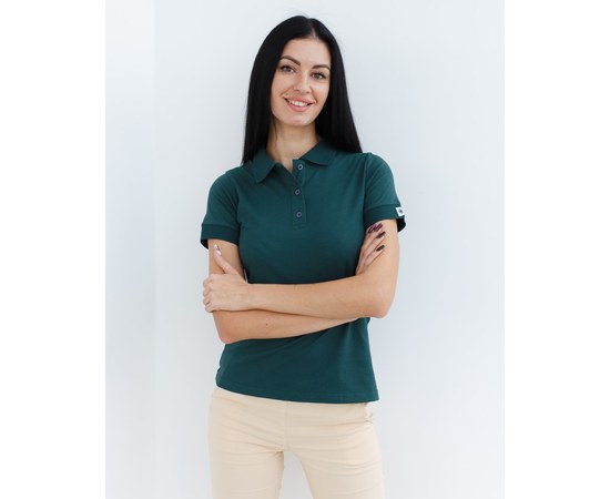 Изображение  Women's medical polo, dark green. L, "WHITE ROBE" 147-430-677, Size: L, Color: dark green