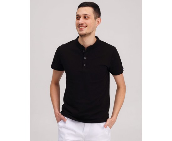 Изображение  Medical polo with stand-up collar, men's black. 2XL, "WHITE ROBE" 148-321-821, Size: 2XL, Color: black