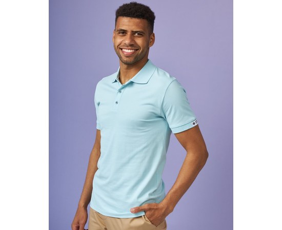 Изображение  Men's medical polo, blue. S, "WHITE ROBE" 148-333-677, Size: S, Color: blue light