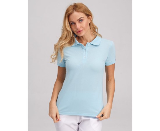 Изображение  Women's medical polo, blue. M, "WHITE ROBE" 147-333-677, Size: M, Color: blue light