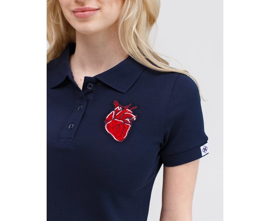 Изображение  Women's medical polo blue with Heart embroidery. L, "WHITE ROBE" 147-322-555, Size: L, Color: blue