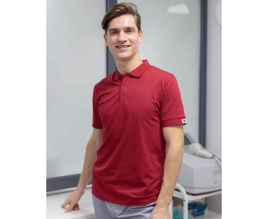 Изображение  Medical polo men's burgundy river. S, "WHITE ROBE" 148-349-677, Size: S, Color: burgundy