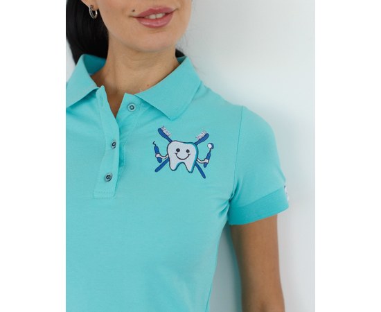 Изображение  Medical polo for women menthol with embroidery Zubik s. S, "WHITE ROBE" 147-441-636, Size: S, Color: menthol