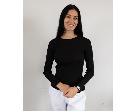 Изображение  Medical long sleeve ribbed women's black s. XL, "WHITE ROBE" 392-321-716, Size: XL, Color: black