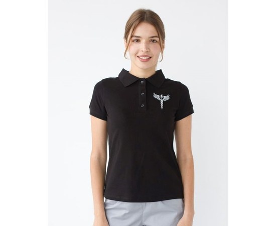 Изображение  Women's medical polo, black, with Caduceus embroidery. S, "WHITE ROBE" 147-321-836, Size: S, Color: black